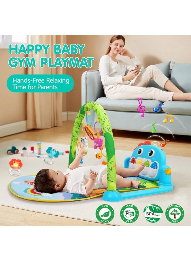 أل أيه بريشوس بساط لعب للأطفال، بساط أنشطة ممتع على شكل بيانو لوقت الاستلقاء على البطن مع 5 ألعاب حسية للأطفال الرضع، موسيقى وأضواء، هدايا للأولاد والبنات حديثي الولادة من عمر 0 ​​إلى 3 و6 و9 و12 شهرًا - Image 4